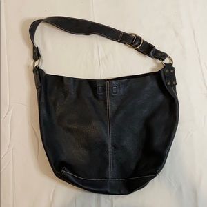 100% leather handbag with brass detail